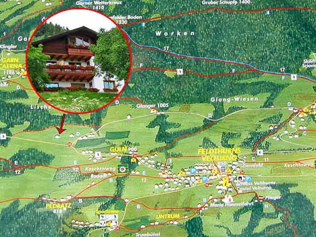 Kaart Feldthurns en omgeving