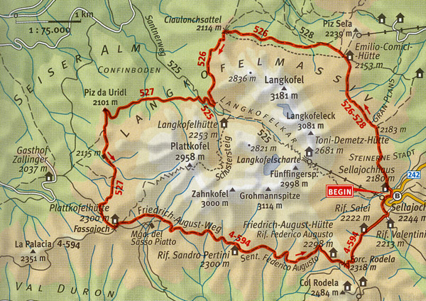 Kaart Langkofel
