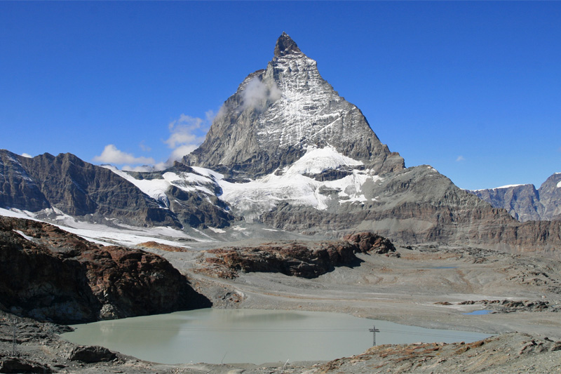 De Matterhorn tijdens onze wandeling naar de Gandeghütte