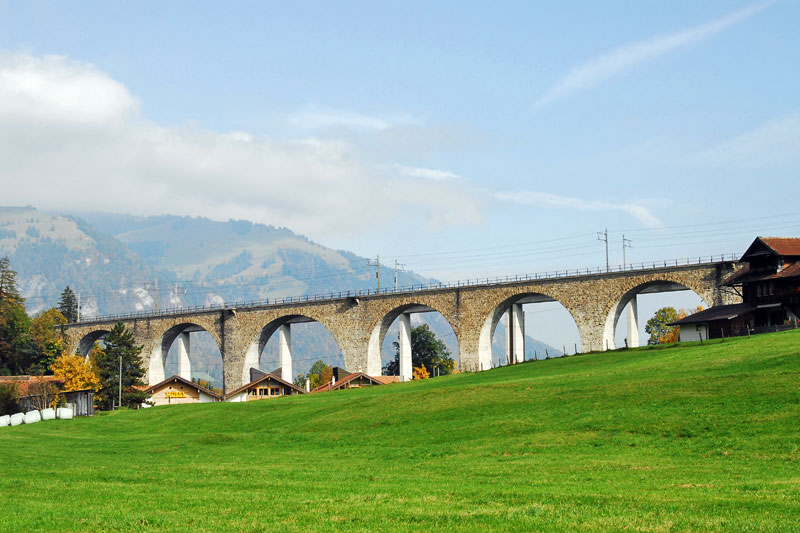 Het beroemde spoorviaduct bij Frutigen