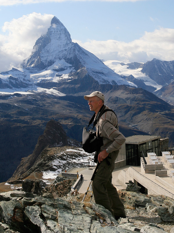 Ik kijk richting de Kleine Matterhorn, daar hadden we moeten staan